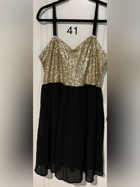 Women’s Gold Sequin & Black Party Dress